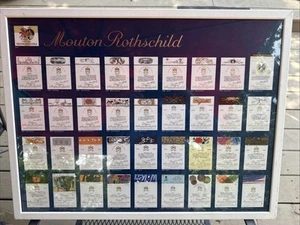Rare Mouton Rothchild Wine label poster 1945 -1980 framed 25x19 Picasso Warhol - Picture 1 of 12