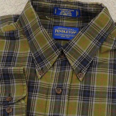 Camisa Pendleton Para Hombres XL Lana Merino Pima Tartán Cuadros Tela Canterbury Abotonada Foto 1 de 4