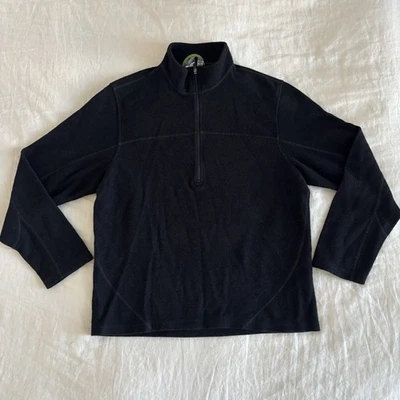 Ibex 100% Wool Half Zip Pullover Sweater Men’s Large Black Made In USA *read* - Image 1 of 4