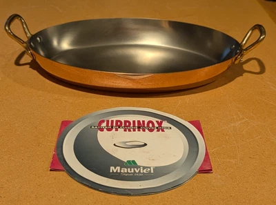 Padella ovale vintage NOS Mauviel Cuprinox rame lucido acciaio inox 10X7 - Immagine 1 di 4