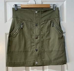 GUESS Cargo Skirt High Waist Green Pockets Zippers Stretch Women's 6 - Picture 1 of 8
