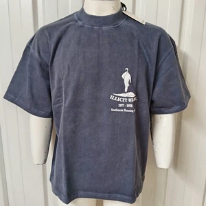 Illicit Bloc Members T-Shirt Navy 300GSM 100% Cotton Boxy Fit Mens M/XL - Picture 1 of 10