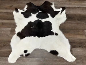 Cowhide Real Calfskin Rugs Black & White - Top Quality Cow Leather Rug 3.5x3.2ft - Picture 1 of 3