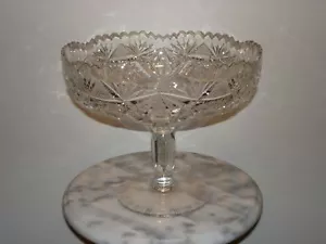 Brilliant Period Cut Glass Large Footed Fruit Bowl - Picture 1 of 2