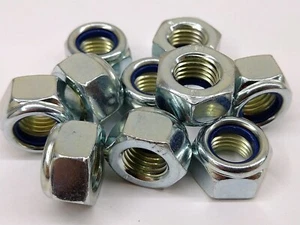 (2) M12-1,5 Nylon Schloss Sechskantmuttern Klasse Medium Kohlenstoffstahl M12x1,5 - Bild 1 von 2