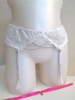 РЕДКИЙ свадебный подвязочный ремень Victorias Secret белое серебро со стразами кружевная ткань новый с Ярлыками - Изображение 1 из 2