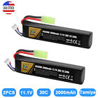 2pcs for Airsoft 11.1V 2000mAh 30C Rechargeable LiPo Battery + Mini Tamiya Plug