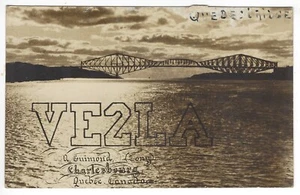 1949 QSL Karte; Charlesbourg, Quebec, Kanada; Quebec Bridge; VE2LA; A. Guimond - Bild 1 von 2