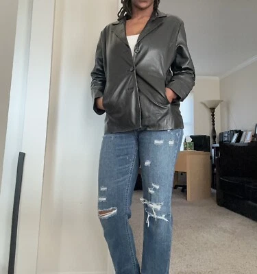 Studio Works верхняя одежда черная кожаная куртка Sz маленький - Изображение 1 из 4