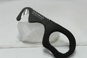 BENCHMADE SAFETY STRAP  CUTTER HOOK 7 BLKWZ  440C STAINLESS STEEL BLACK CLOTH SH