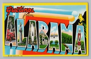Saludos desde Alabama AL carta grande Curt Teich postal cromada 1958 - Imagen 1 de 2