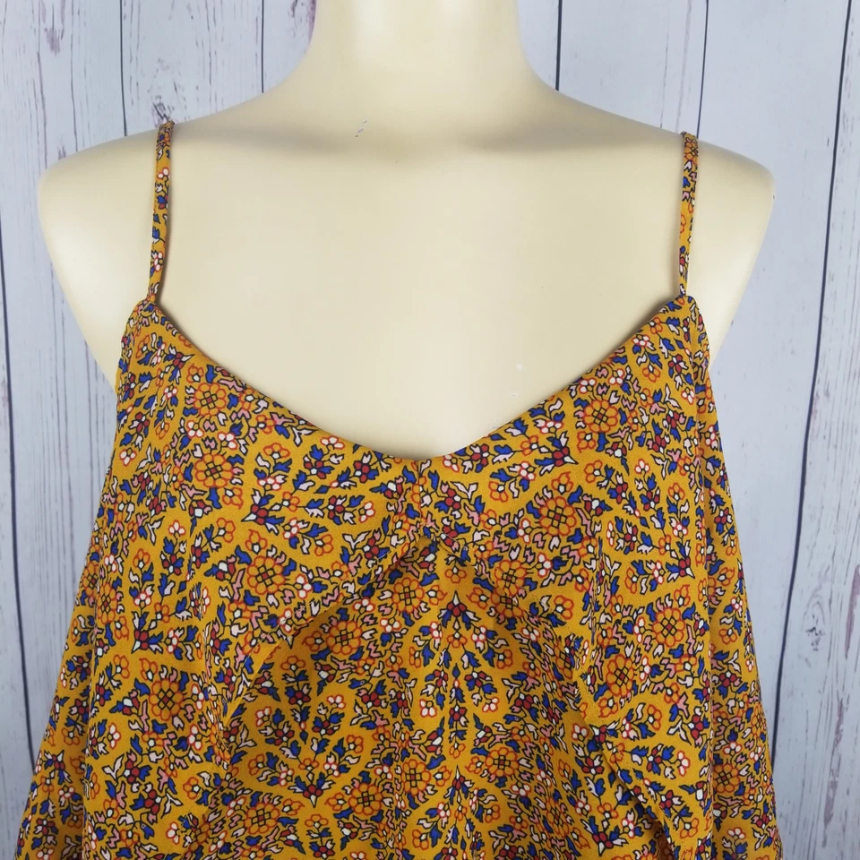 Lily White Tank Top Womens Medium Sleeveless Spaghetti Strap Paisley Yellow Foto 1 de 4