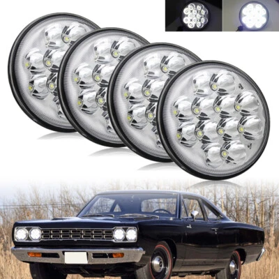 最新亮 4 件 5.75 英寸 LED 圆形车头灯光环适用于道奇 Charger 1966 - 1974 — 第 1/4 张图片