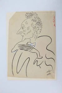 RIM Dessin original au feutre noir représentant Jean Cocteau 1957 - Picture 1 of 1