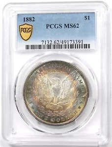 1882 Morgan Dollar Argento Mostro Brillante Arcobaleno Blu/Arancione/Viola/Verde Ton - Foto 1 di 2