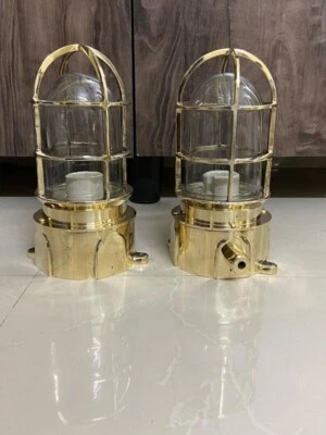 Par de luces de mamparo de muelle PAULUHN de latón náutico | Apilamiento de pared marina exterior Foto 1 de 4