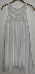 Purple Snow Crochet Tank Dress Woman Sz Small Cream Ivory Boho - Picture 1 of 10