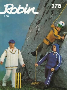 ROBIN 4 PLY ACTION MAN OUTFITS KNITTING PATTERN - Picture 1 of 2