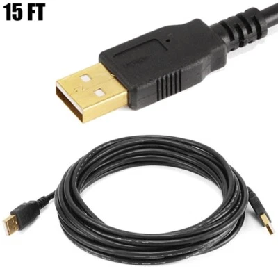 15FT USB 2.0 Type A Male to Male M/M Cable PC Mac Laptop Data Cord Gold Plated - Image 1 of 3