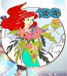 Disney 100 Princess Pin Jumbo Floral Pink A La Mode LE 300 Little Mermaid ARIEL - Picture 1 of 4