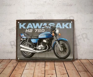 Plaque métal vintage Kawasaki H2 750 mach IV Enseigne Garage Décoration moto 4 - Picture 1 of 3