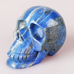 369g 3.2" Natural lapis lazuli & Pyrite jasper Skull Head Carved Carving 0001 - Imagen 1 de 5
