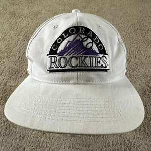 Vintage Colorado Rockies Hat Cap Mens White Snapback Plain Logo 90s MLB Baseball - Picture 1 of 9