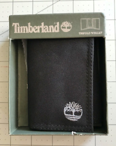 Timberland Black Military Canvas Trifold Nylon Wallet