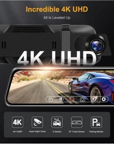 9.66'' Rear View Mirror Camera, Smart Full HD Touchscreen Mirror Dash Cam 1080P - Picture 1 of 6