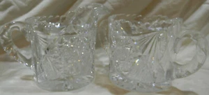 Antique Mckee Hand Cut Crystal Glass American Brillant Creamer Sugar Bowl EAPG - Picture 1 of 8