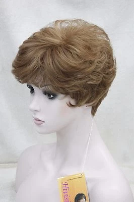 Heat Ok Brown Mix Wavy Curly Short Synthetic Hair Women's Wig - Image 1 of 4