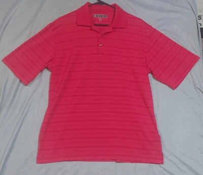 Pebble Beach Polo Shirt Mens Large Stripe Golf Performance Casual Dad Sportcore  - Image 1 of 4