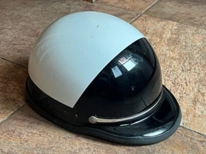 Vintage 1996 Deputy Sheriff veralteter Motorradhelm schwarz & weiß USA - Bild 1 von 8