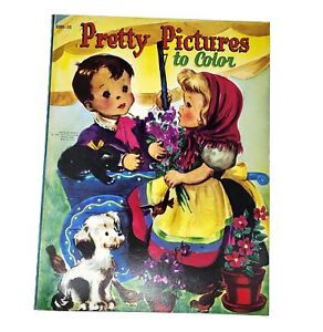 PRETTY PICTURES 1951 Childrens Coloring Book # 2085-10 Saalfield UNUSED 104 PG