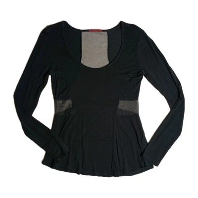 КРАСНЫЙ на BKE пряжка черный длинным рукавом чистый сетки вырезы эластичной йоги Топ маленький - Изображение 1 из 4