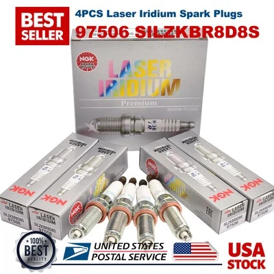 NEW 4PCS Laser Iridium Spark Plugs For NGK BMW 12120039664 97506 SILZKBR8D8S US - Image 1 of 4
