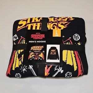 Stranger Things Mens L Large Hellfire Club D&D Graphic Print Hoodie w/ Pocket - Picture 1 of 5