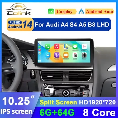 For Audi A4/A5/B8/S4/S5 Concert 10.25" CarPlay Android 14 GPS Radio 6+64GB BT5.0 - Bild 1 von 4