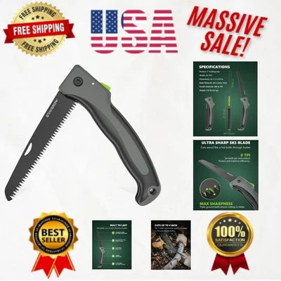 Serra manual dobrável eficiente de 7 polegadas com trava de segurança - Perfeita para aparar árvores - Imagem 1 de 4