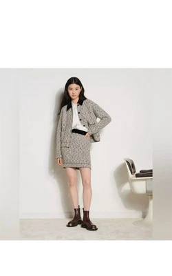 SANDRO PARIS Short Jacquard Knit Wool Blend Skirt $300 MSRP Size 1 - Image 1 of 4