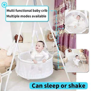 Baby Federwiege mit Gestell Babywippe Babyhängematte Babyschaukel Schwingfeder - Bild 1 von 14
