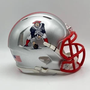New England Patriots CUSTOM Metallic Silver - Patriot Pat Mini Football Helmet - Picture 1 of 3