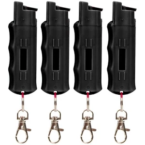 4 Pack Burn Pepper Spray Self Defense 1/2oz Black Twist Top Security Keychain - Picture 1 of 8
