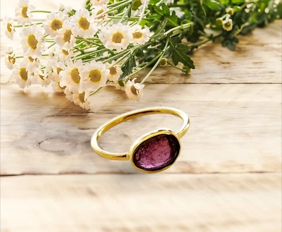 Natural Pink -Tourmaline  925 Sterling Silver Designer Ring, Best Valentine Gift - Image 1 of 4