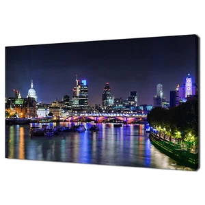 London At Night Landscape Cityscape Canvas Print Picture Wall Art - Picture 1 of 7