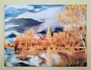 Original Canvas Print. Salisbury Cathedral 16 x12 inch - Picture 1 of 4