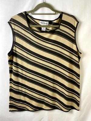 Top para mujer Rena Rowan Essentials mezcla de seda a rayas sin mangas ropa de trabajo informal Foto 1 de 4