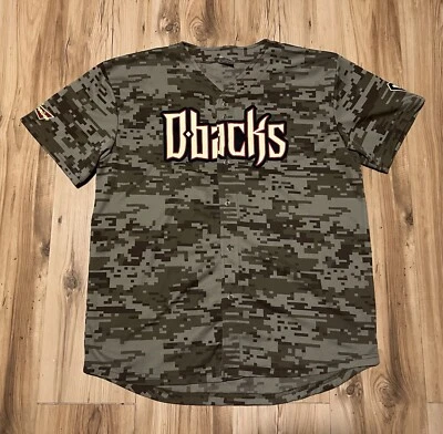 Arizona Diamondbacks SGA Camo Camouflage Budweiser Sponsor Jersey Mens XL - Image 1 of 4