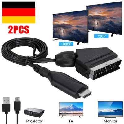 2STK SCART auf HDMI Konverter Adapter Kabel Video Audio für DVD HD TV 1080P/720P - Bild 1 von 4