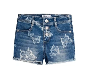 EPIC THREADS Girls Butterfly Print Raw Hem Fly Button Denim Shorts NWT Size 12 - Picture 1 of 11